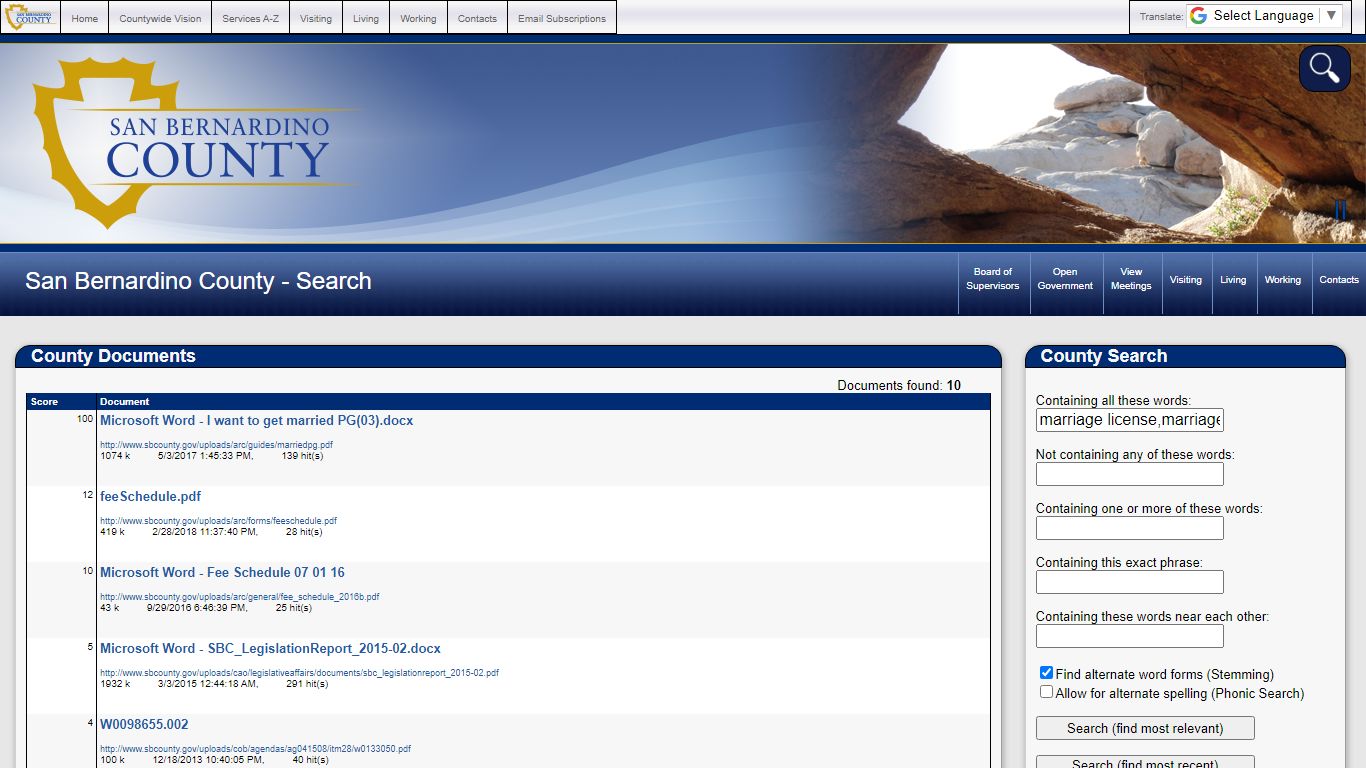 San Bernardino County - Search
